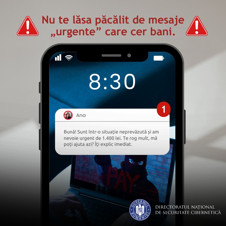 Alertă DNSC: Fraude prin mesaje urgente de la prieteni