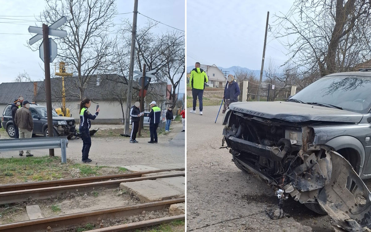 Accident feroviar la Sighetu Marmației - Un autoturism a fost acroșat de trenul de călători 4112