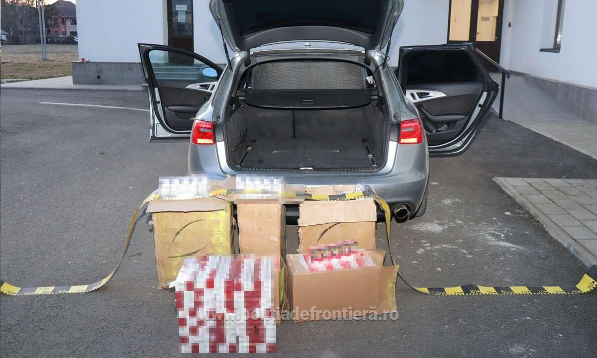 Contrabandă dejucată de polițiștii de frontieră - 2.250 de pachete de țigări fără timbru, depistate în mașina unui tânăr de 28 de ani