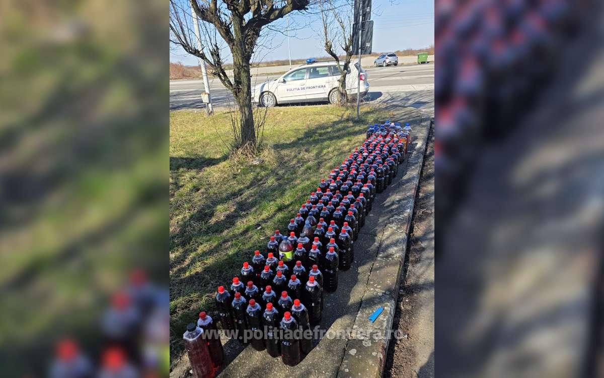 Șofer amendat cu 20.000 de lei după ce a fost prins cu 344 de litri de vin nedeclarat, într-un microbuz