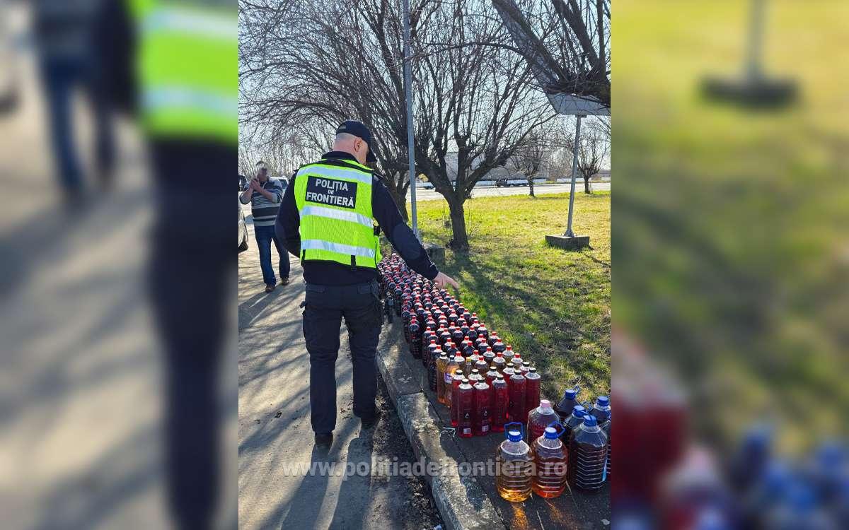 Șofer amendat cu 20.000 de lei după ce a fost prins cu 344 de litri de vin nedeclarat, într-un microbuz