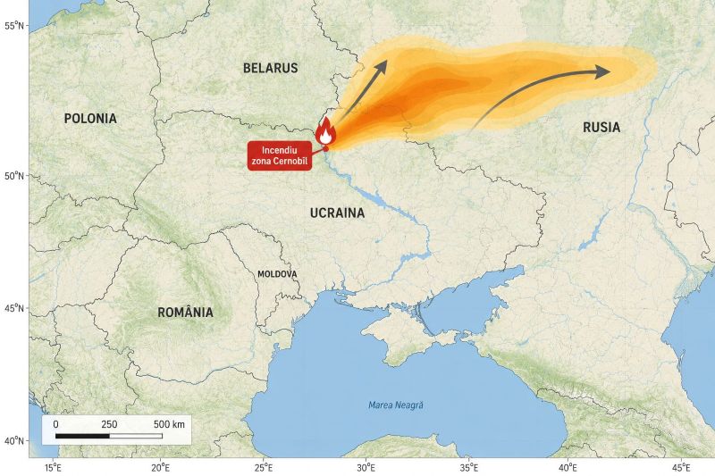Ministerul Mediului - Norul de fum de la Cernobîl se îndreaptă spre Belarus și Rusia. România, fără impact