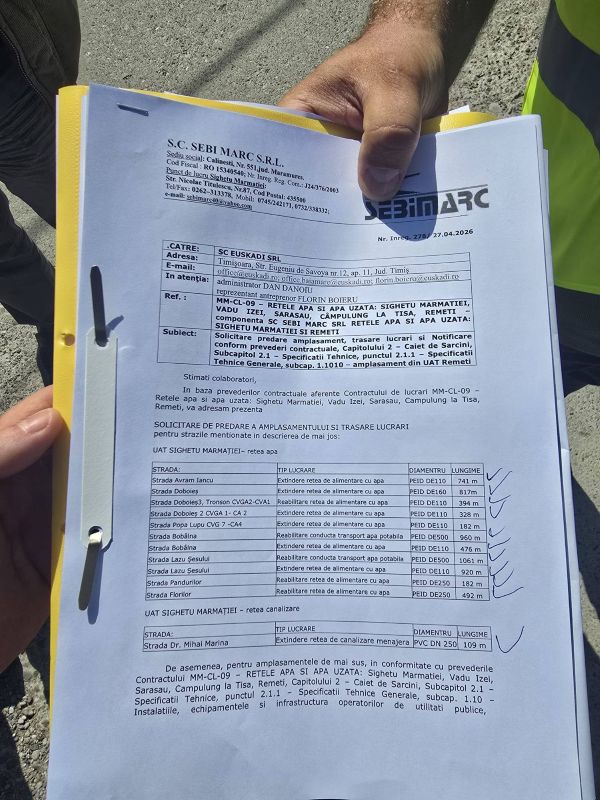 Sighetu Marmației - Încep lucrările la rețelele de apă și canalizare. Zece străzi intră în modernizare
