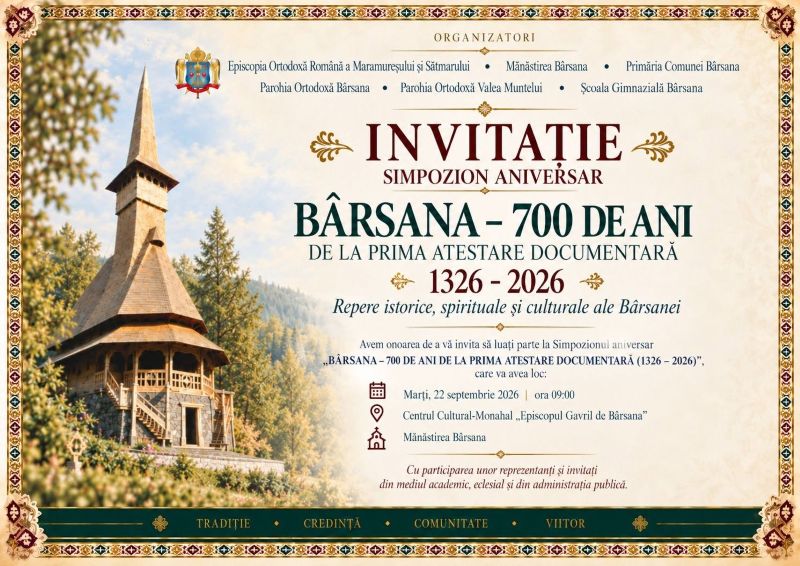 Bârsana sărbătorește 700 de ani de la prima atestare documentară. Simpozion aniversar și slujbă la Mănăstirea Bârsana